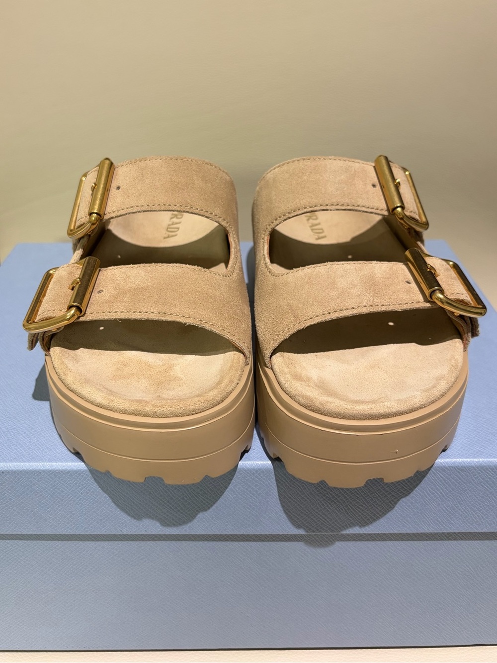Prada Natural Fussbett Flatform Slide Sandal - Picture 3 of 11